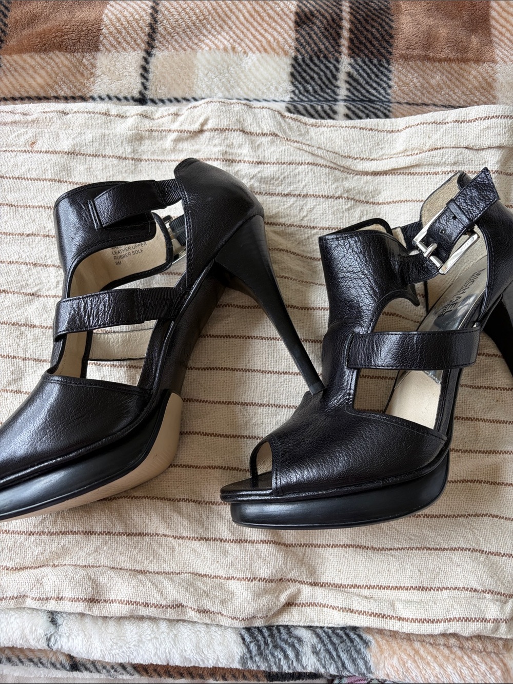 MICHAEL Michael Kors Black Cutout Peep-Toe Ankle Booties - Picture 5 of 5